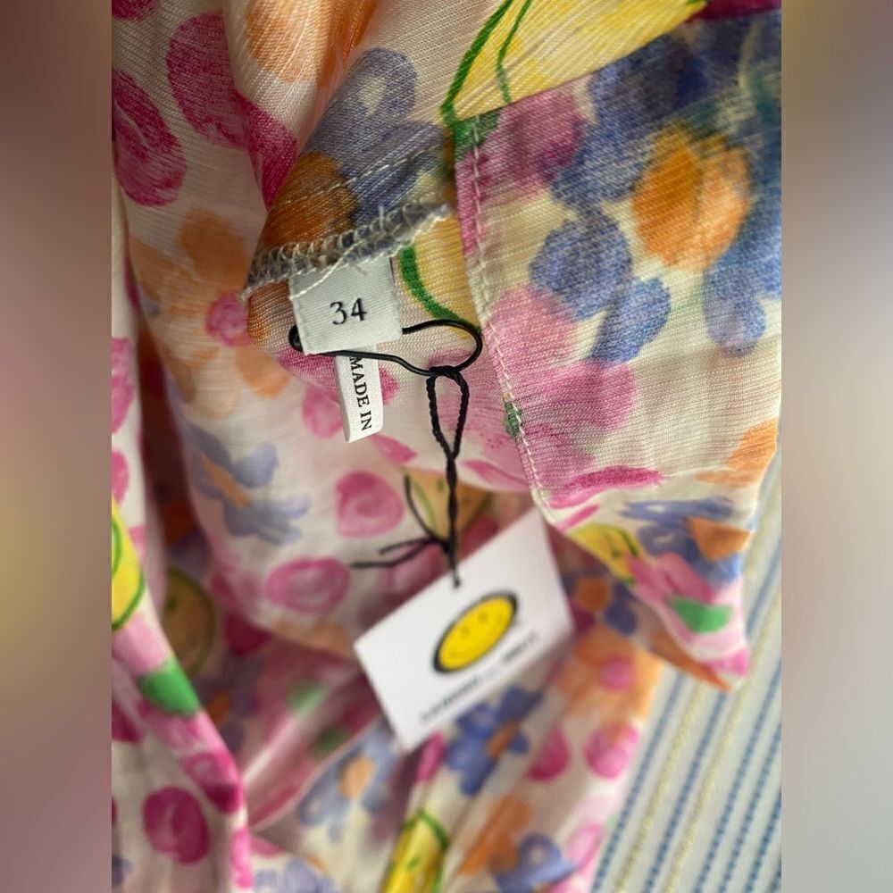 Sandro París Smiley Mini Dress Multicolored Short Sleeve Sz 34 US XS NWT - Picture 15 of 16